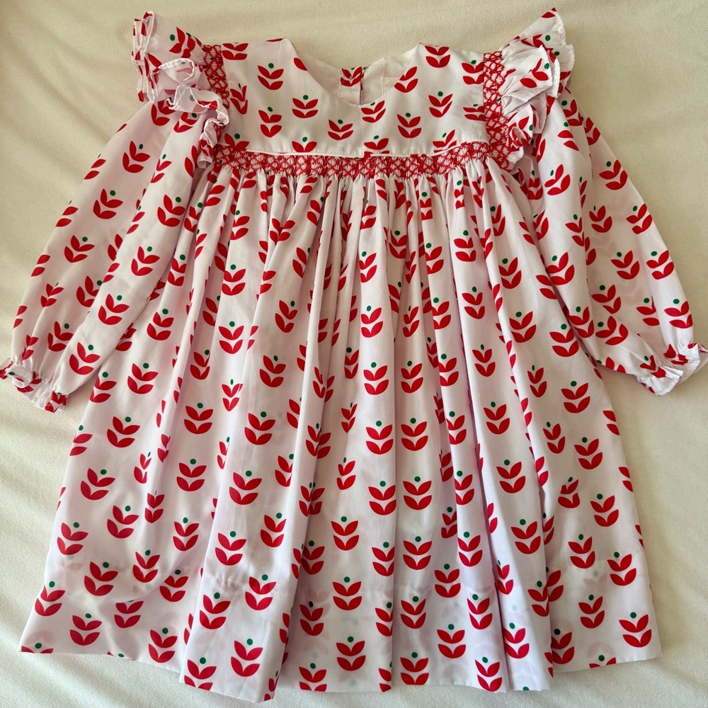 Eliza James Red & Green Dress - 4t